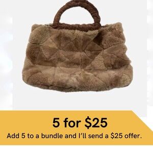 Faux fur patchwork boho bag.